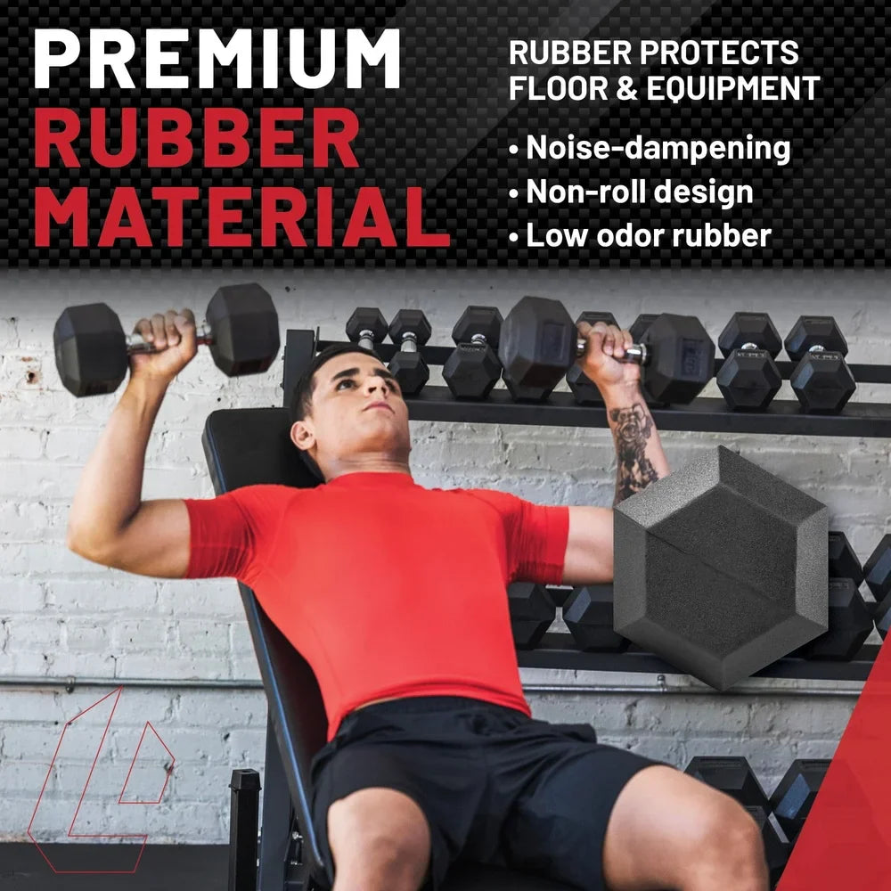 5lbs rubber coated ergonomic handle hex dumbbell with knurled chrome grip, ideal for strength training and home gym workouts.