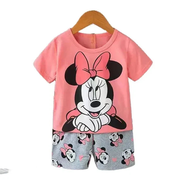 Kids Clothes 2 Piece Set - Cartoon Casual Kids featuring Donald Duck print, yellow t-shirt and blue shorts, ideal for playful comfort and style.