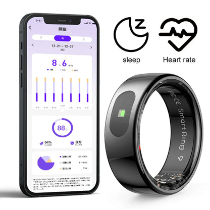 Gold Sports Fitness Tracker Ring with smart sensor, designed for daily activity tracking including steps, distance, and calories burned. Ideal for women’s fitness.