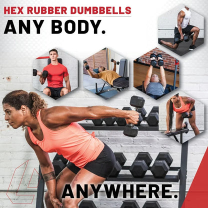 5lbs rubber coated ergonomic handle hex dumbbell with knurled chrome grip, ideal for strength training and home gym workouts.