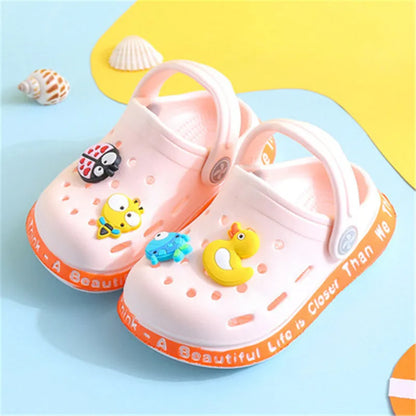 Non-slip soft beach sandals in yellow, teal, pink, and mint green with breathable hole design, ideal for summer wear for men and women.