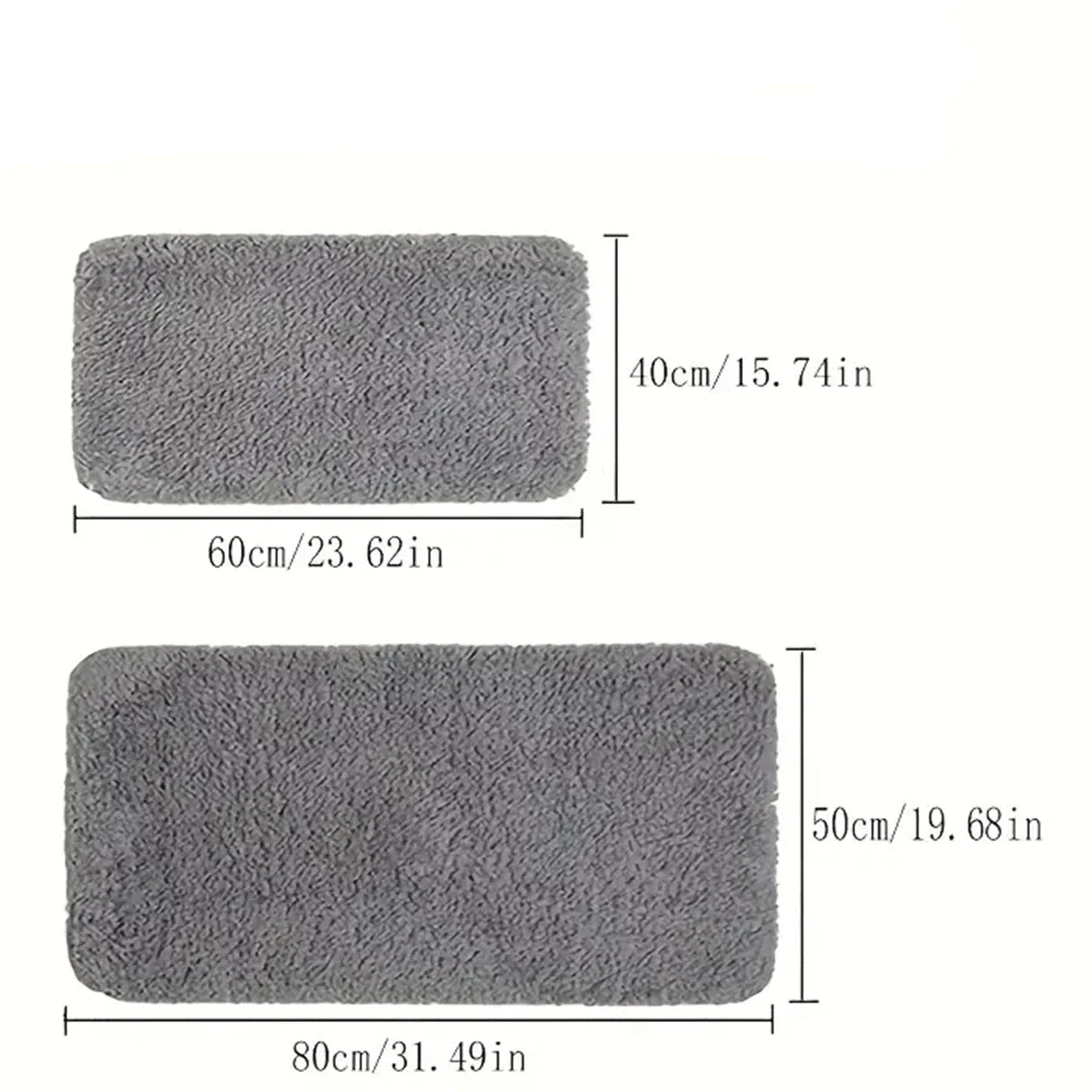 Anti-slip Bathroom Floor Mat in gray with plush texture, shown under bare feet for comfort and safety on wet bathroom floors.