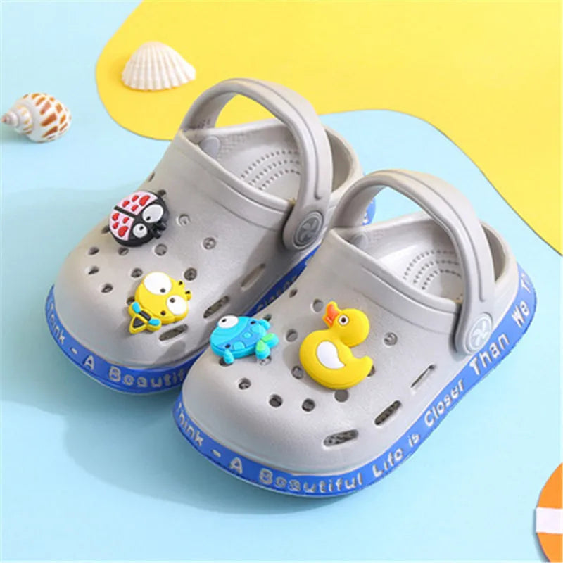 Non-slip soft beach sandals in yellow, teal, pink, and mint green with breathable hole design, ideal for summer wear for men and women.