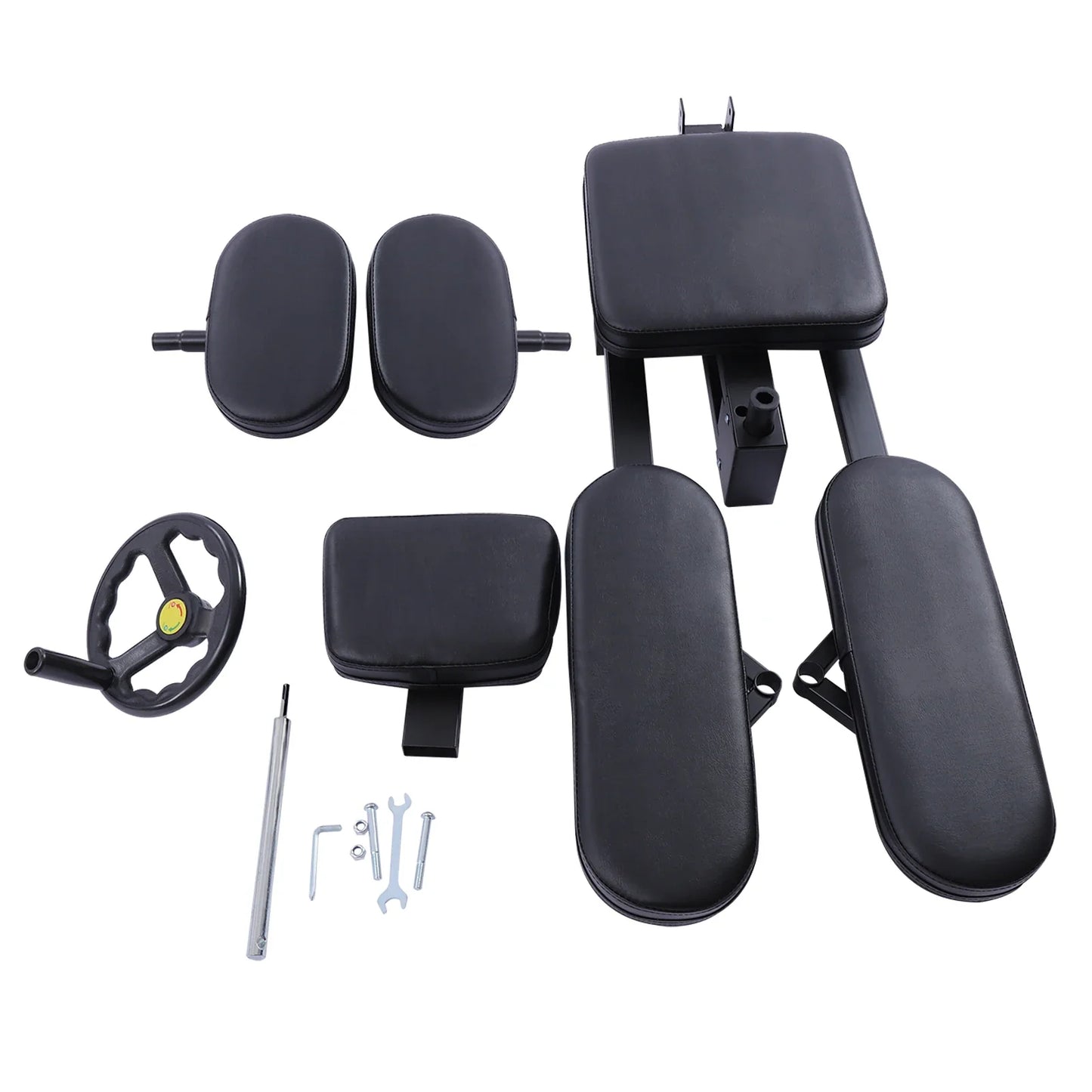 Heavy Duty Leg Stretcher Machine used by woman in full split position in gym setting. Ideal for improving flexibility and joint mobility.