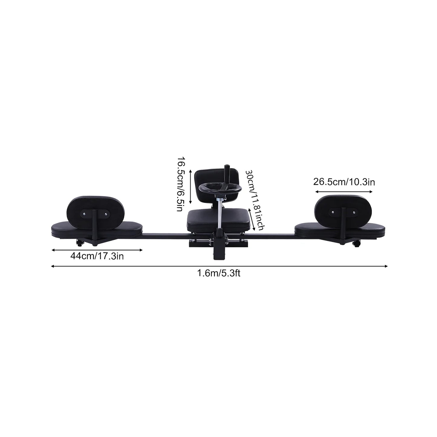 Heavy Duty Leg Stretcher Machine used by woman in full split position in gym setting. Ideal for improving flexibility and joint mobility.
