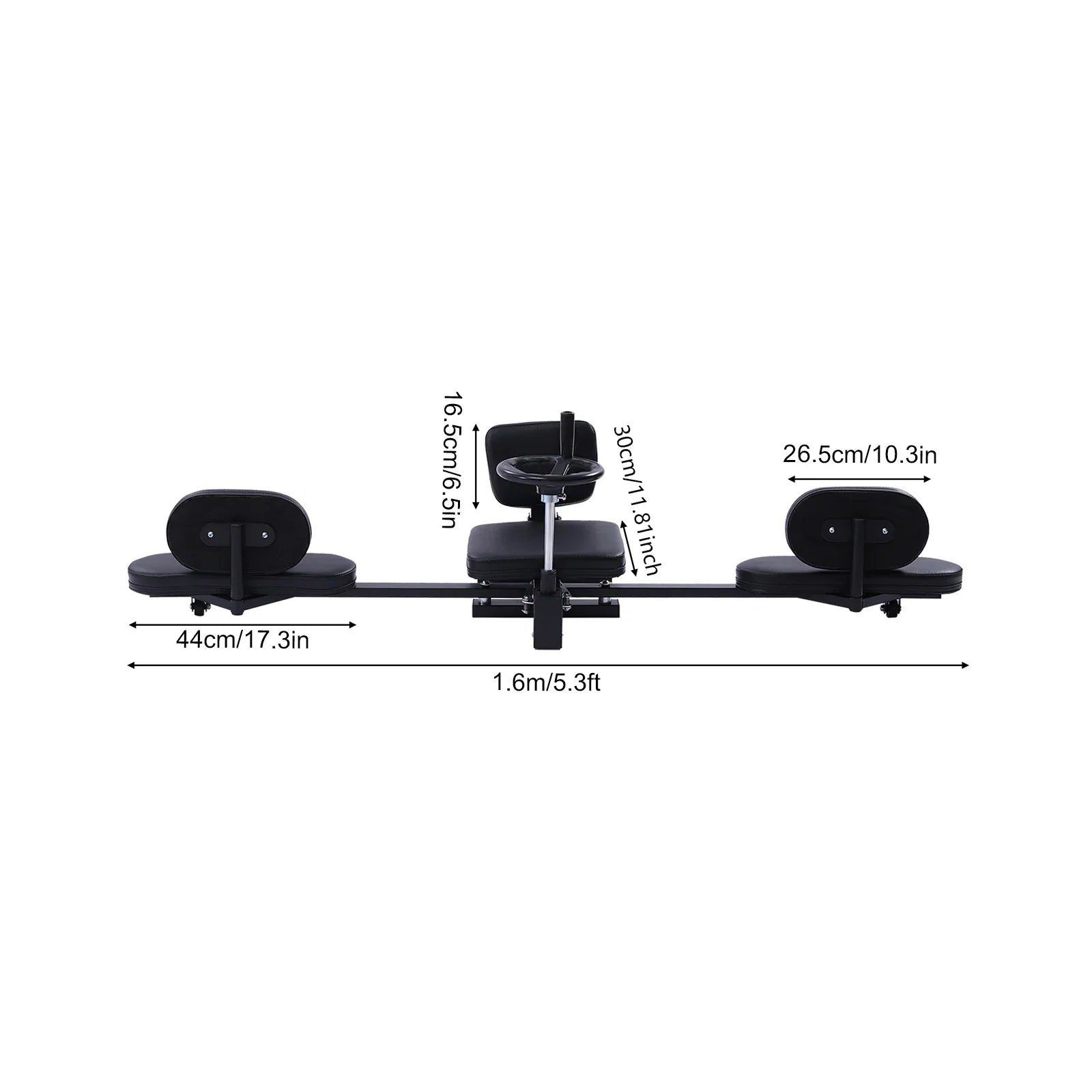 Heavy Duty Leg Stretcher Machine used by woman in full split position in gym setting. Ideal for improving flexibility and joint mobility.