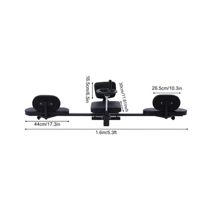 Heavy Duty Leg Stretcher Machine used by woman in full split position in gym setting. Ideal for improving flexibility and joint mobility.