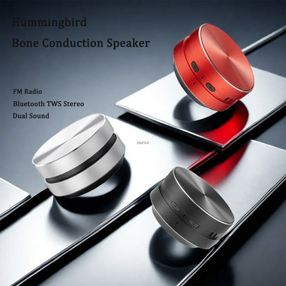 Bone Conduction Speaker - Wireless Sound Tech | Portable Sound device with sleek metallic finish, compact design ideal for versatile audio use