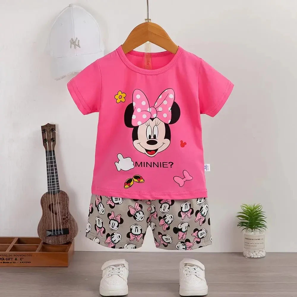 Kids Clothes 2 Piece Set - Cartoon Casual Kids featuring Donald Duck print, yellow t-shirt and blue shorts, ideal for playful comfort and style.